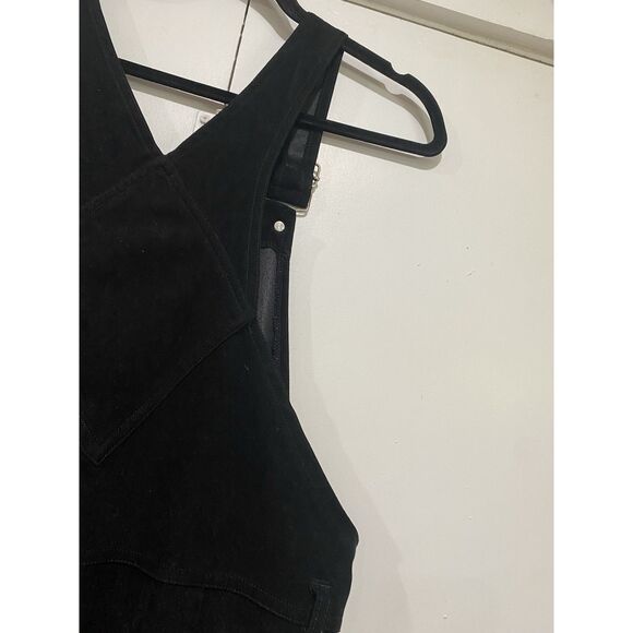 Mimi Maternity Cargo Jumpsuit Black Sz Small Polyester Faux Suede - Picture 13 of 16